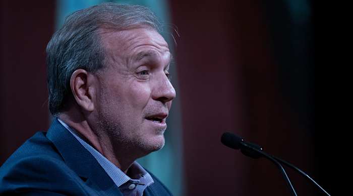 Texas A&M coach Jimbo Fisher addresses the media at SEC Media Days.